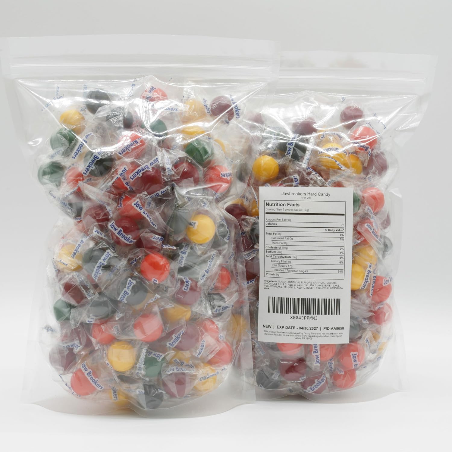Donty-Tonty individually wrapped jaw breakers demonstrating hygienic packaging and convenience