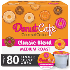 Donut Café front packaging showing Classic Blend, conveys freshness