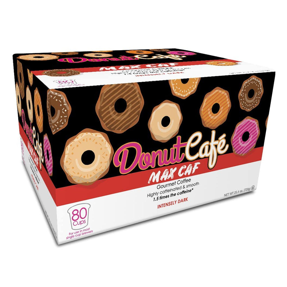 Donut Café K-Cup pod top view highlighting compatibility and quick brewing