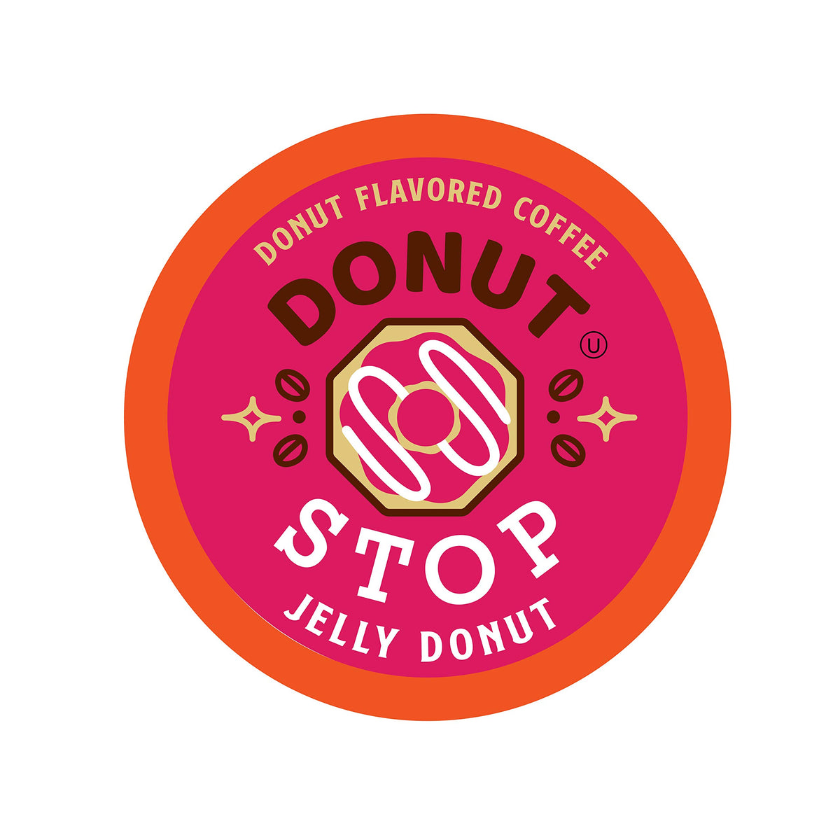 Donut Stop front packaging showing jelly donut flavor and 40-count for easy selection