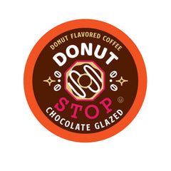 Donut Stop front packaging showing chocolate glazed flavor and 40-count convenience