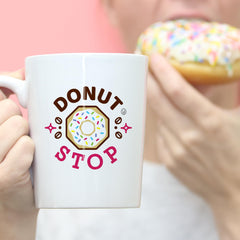 Donut Stop pod placed in Keurig-style brewer demonstrating easy single-serve use