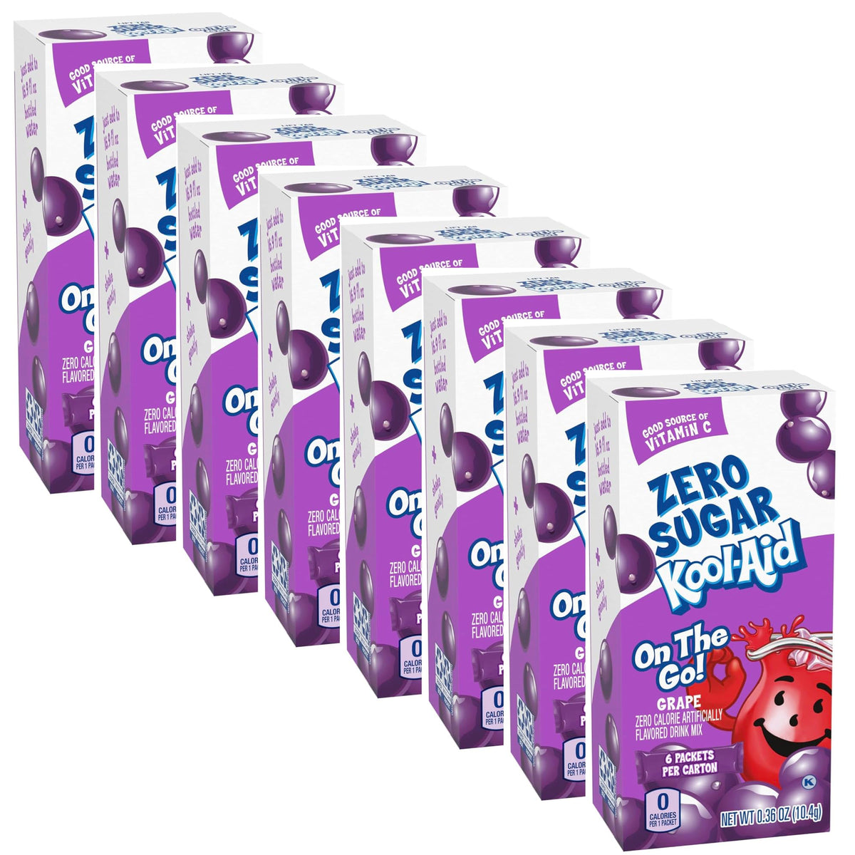 Doofie Deals grape front pack showing box and single-serve packet for convenient low-calorie drinks