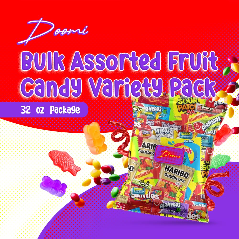 Doomi close-up texture of mixed candies highlighting chewable variety