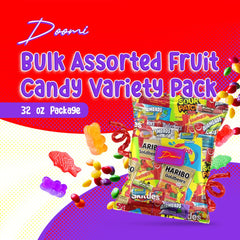 Doomi close-up texture of mixed candies highlighting chewable variety