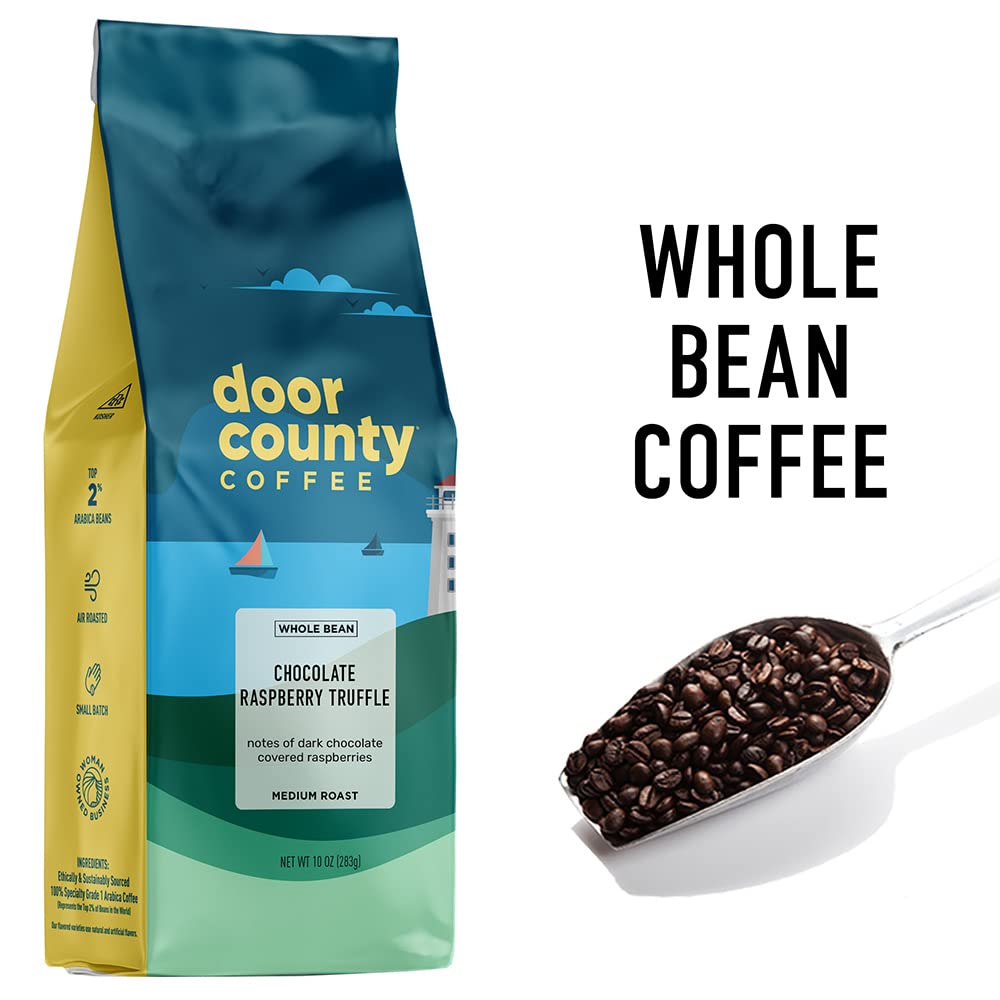Door County Coffee bag label detail highlighting specialty Arabica and roast information