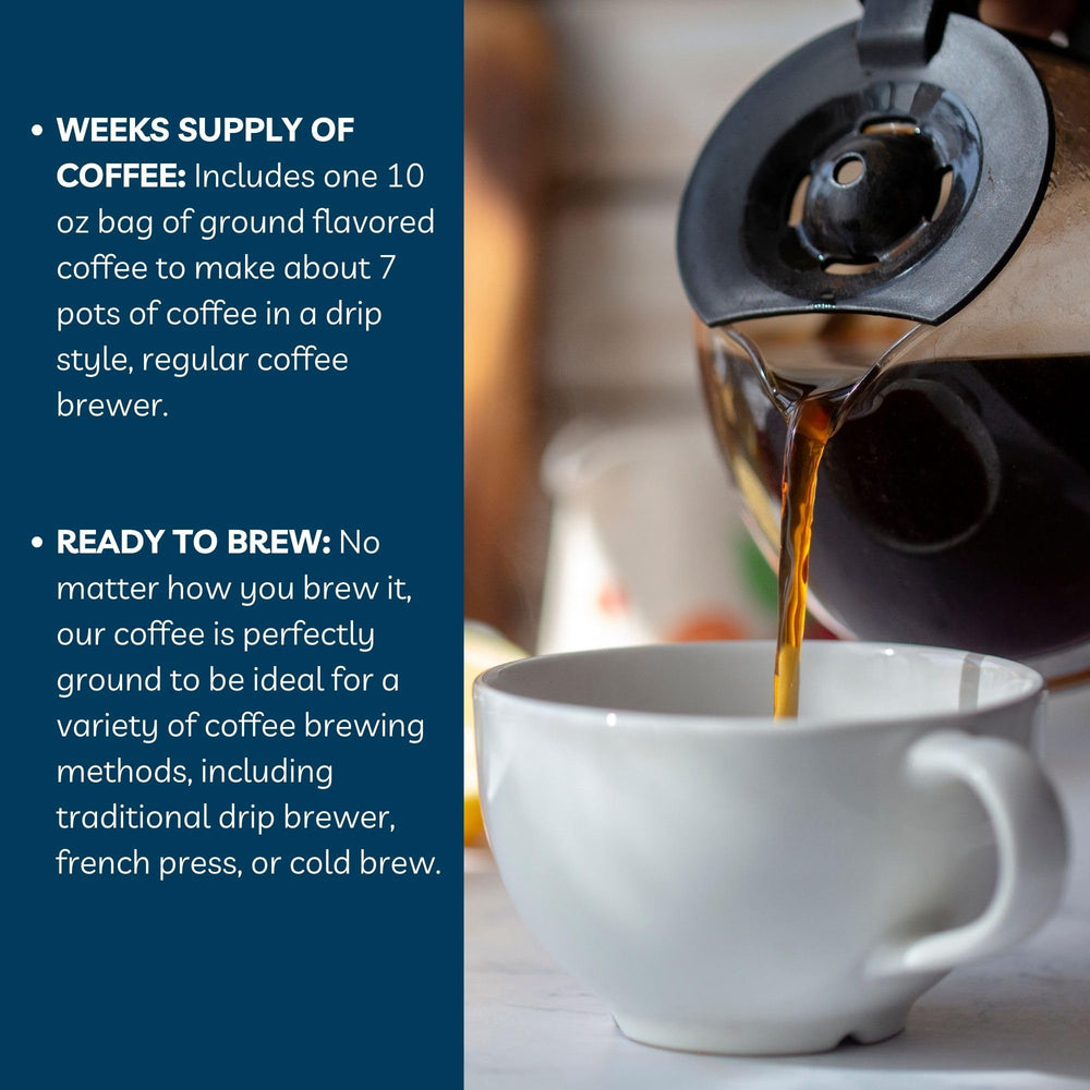 Door County Coffee pack label detail highlighting origin and roast benefits