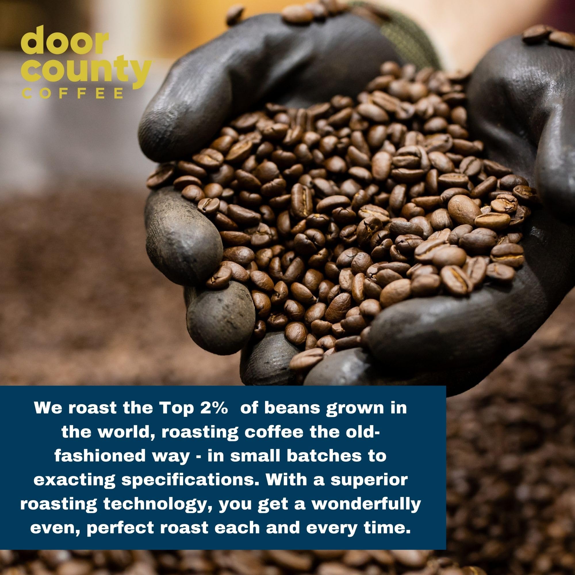Door County Coffee scoop measuring grounds to ensure accurate brew strength