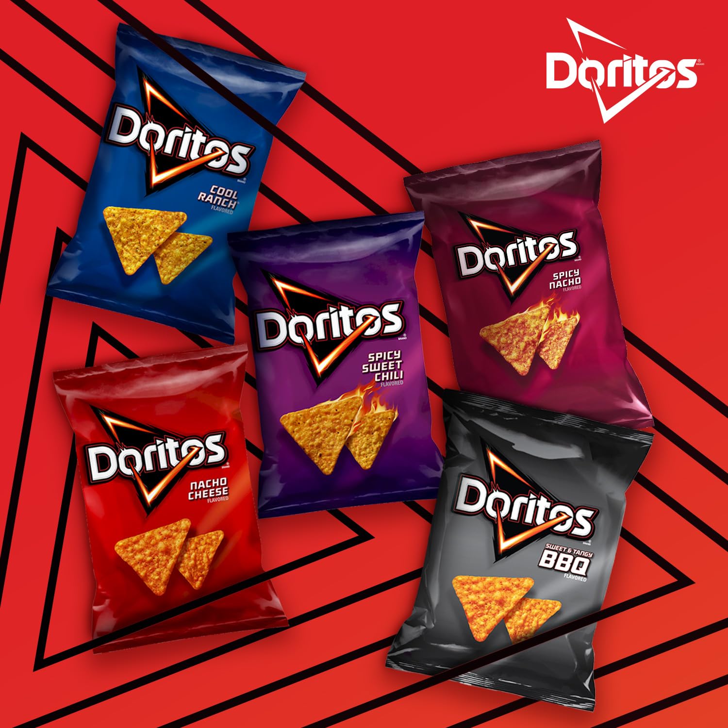 Doritos bags on a party table showing variety and easy guest-serving