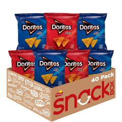 Doritos variety pack front packaging showing 40 single-serve bags and convenience