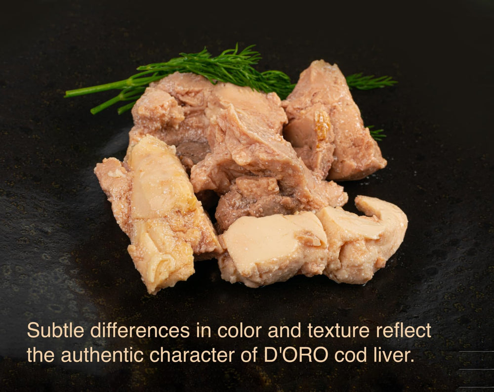 D'ORO cod liver spread on toast canapé illustrating gourmet serving idea