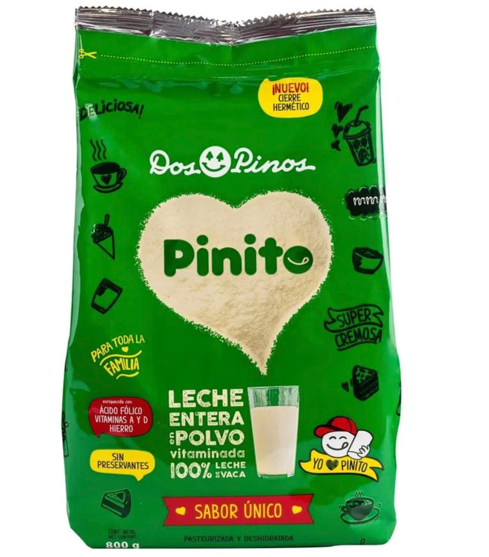 Dos Pinos Pinito front packaging showing product and family-size benefit