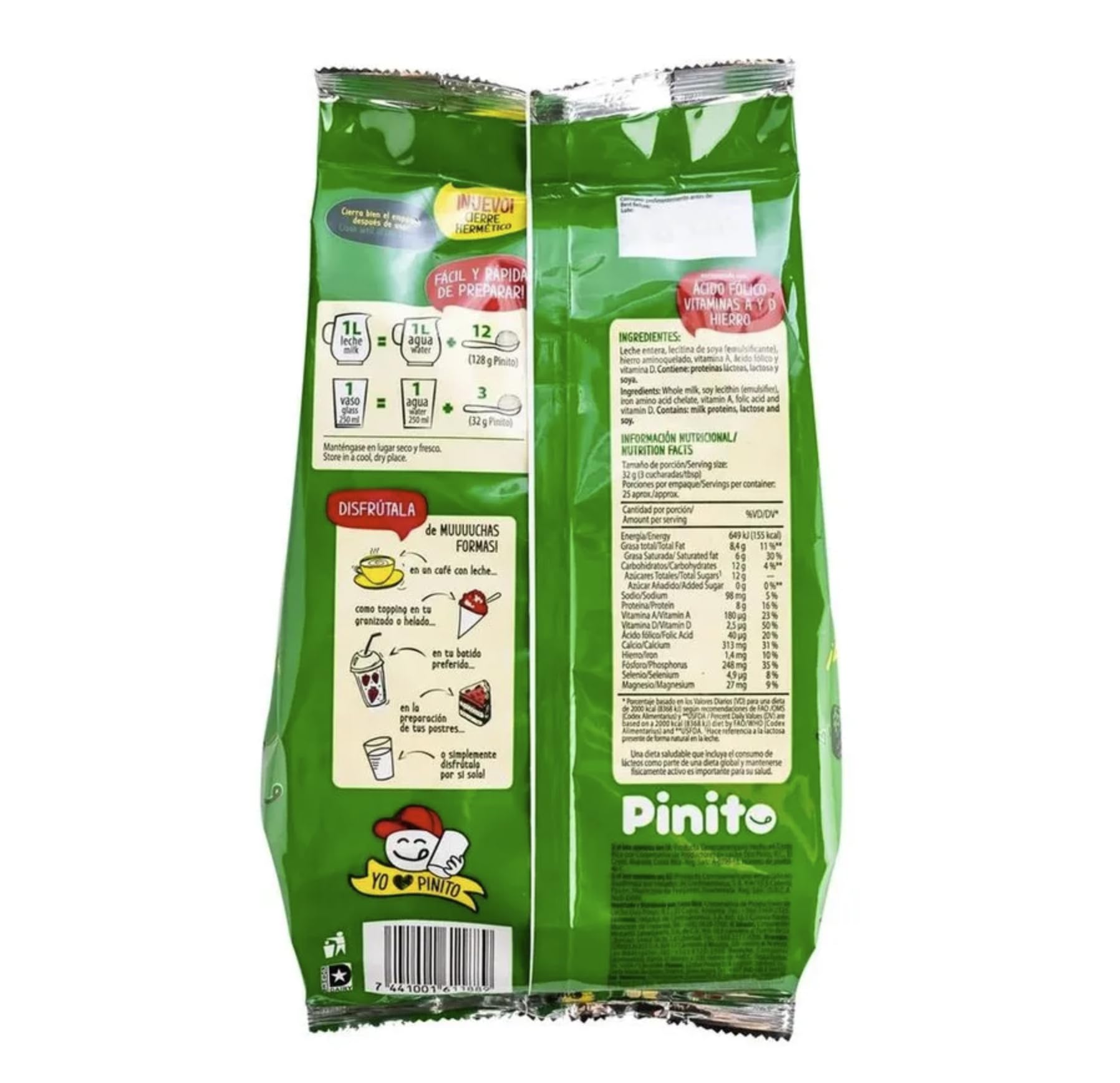 Dos Pinos Pinito powder close-up revealing fine texture for quick dissolution