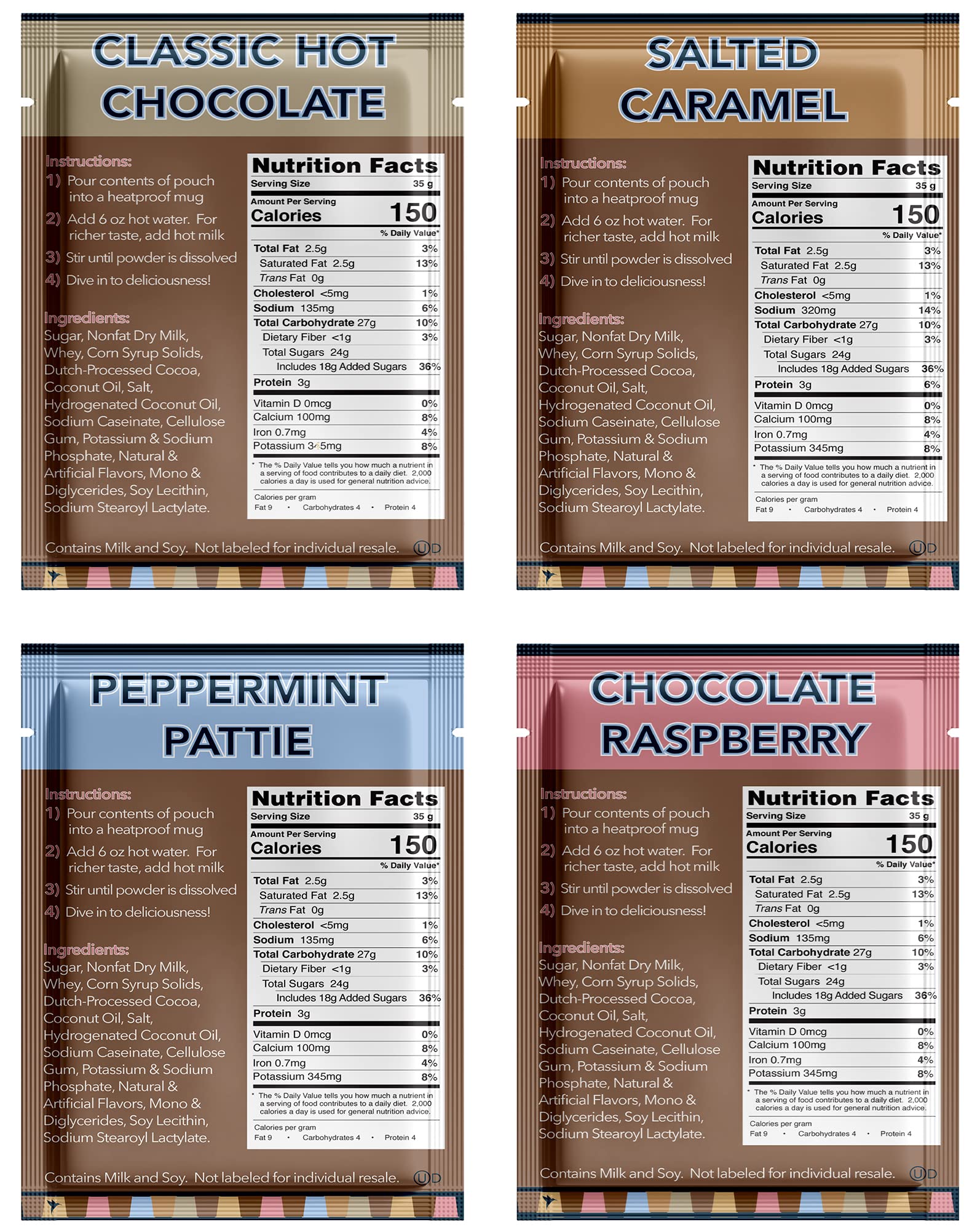 Double Donut Coffee individual packets spread on table for easy portioning