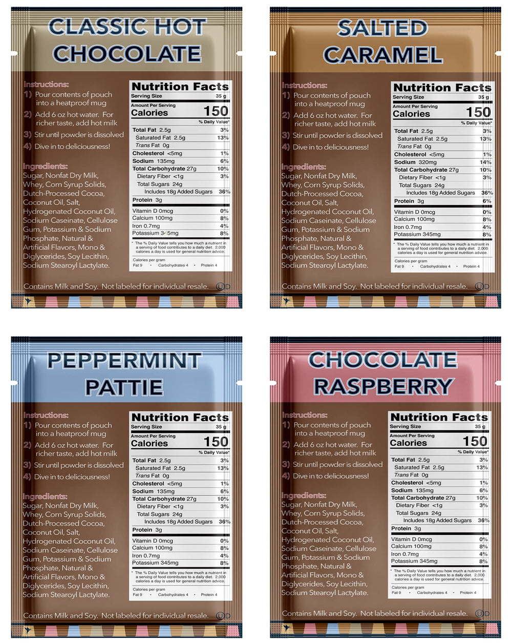 Double Donut Coffee individual packets spread on table for easy portioning