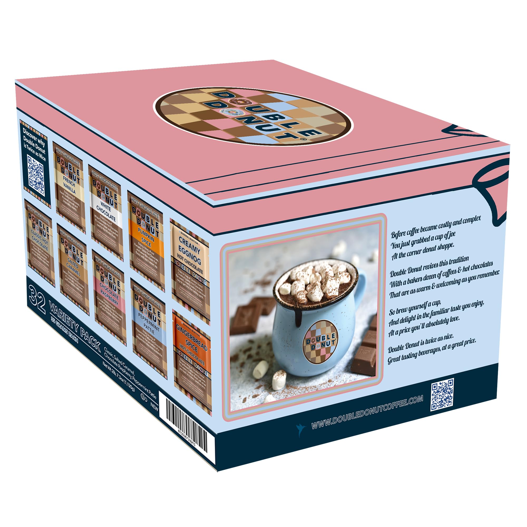 Double Donut Coffee packets beside tablespoon showing single-serve size and portability