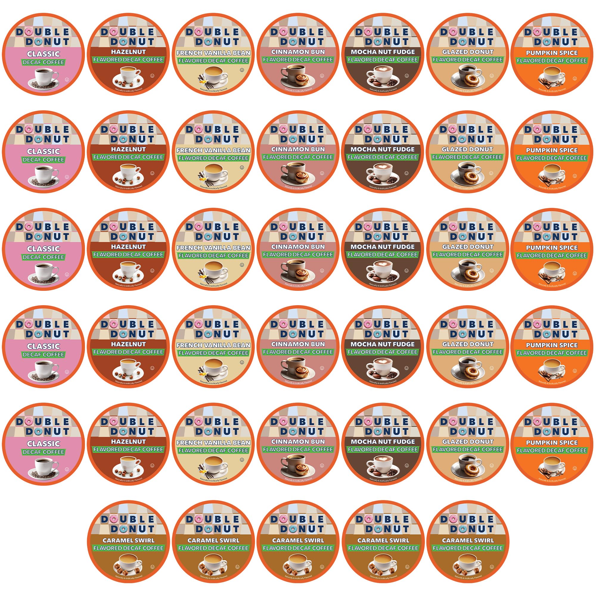 Double Donut front packaging showing 40-count decaf variety pack and convenience
