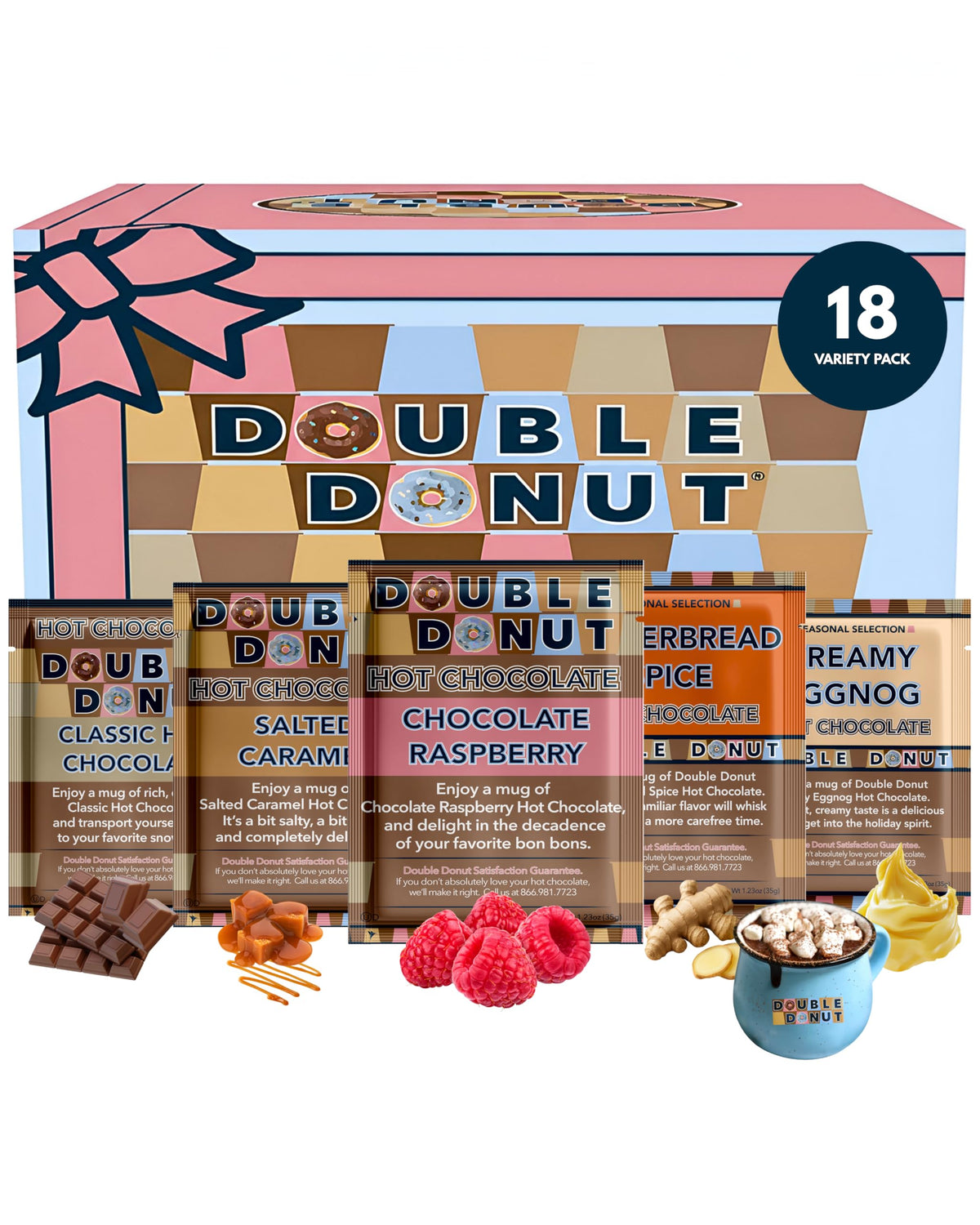 Double Donut Coffee front packaging showing variety pack and easy-serving appeal