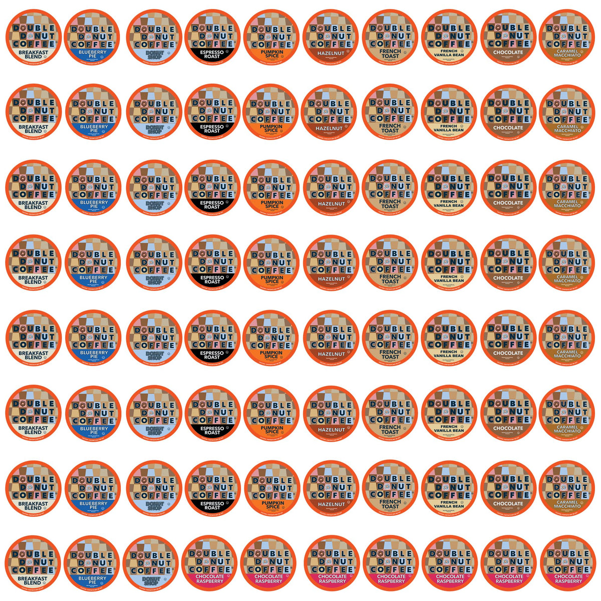 Double Donut front packaging showing 80-count variety pack and selection benefit