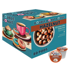 Double Donut front packaging showing 80-count hazelnut pods and value