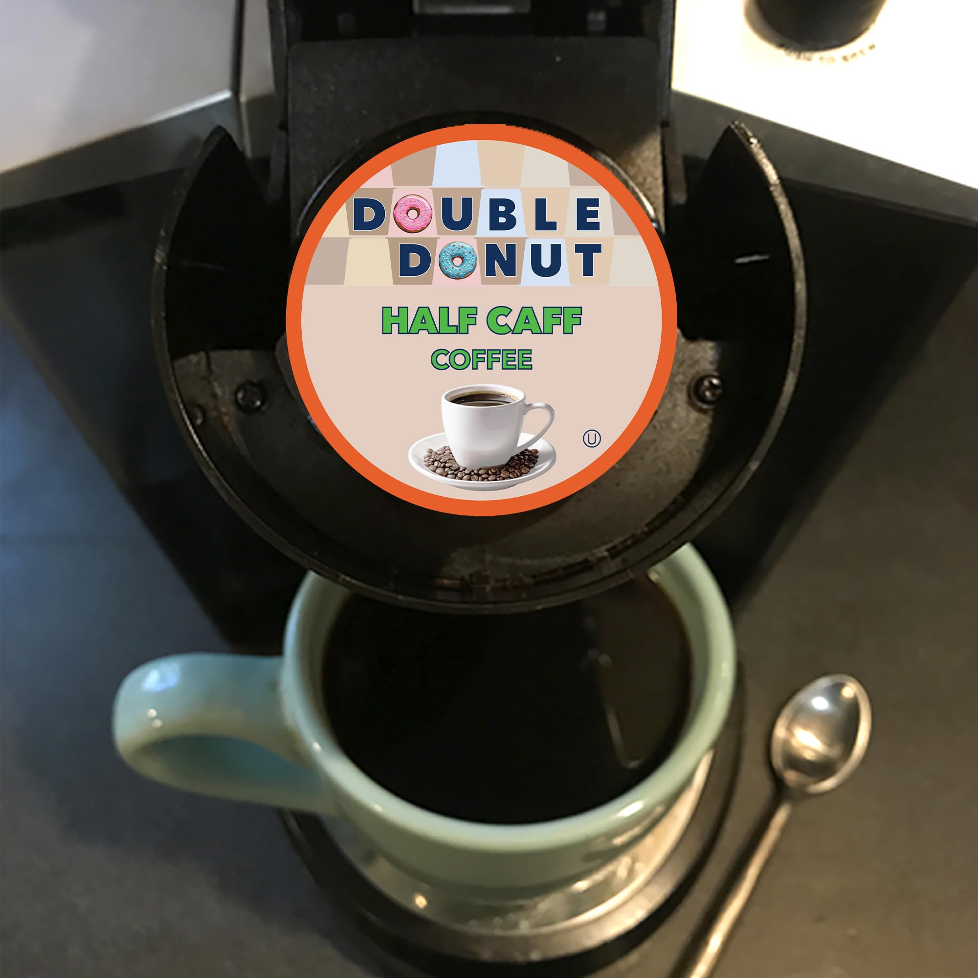 Double Donut product label and certifications displaying vegan, kosher, and recyclable benefits
