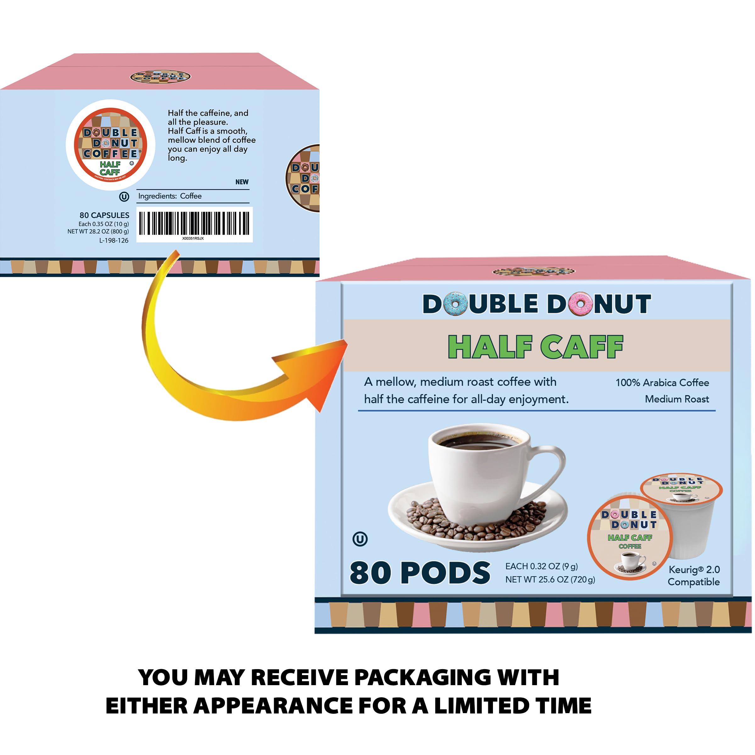 Double Donut pod in hand for scale emphasizing bulk 80-count supply and value