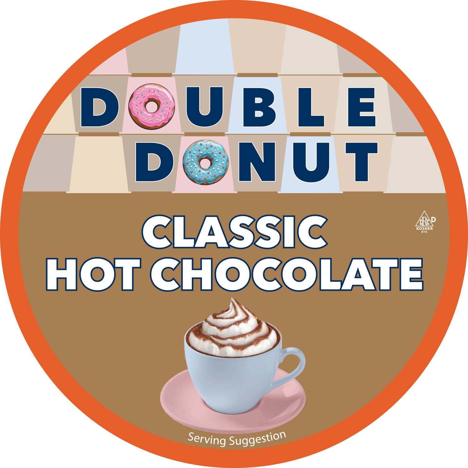 Single Double Donut pod close-up showing capsule detail and recyclable label, easy brewing