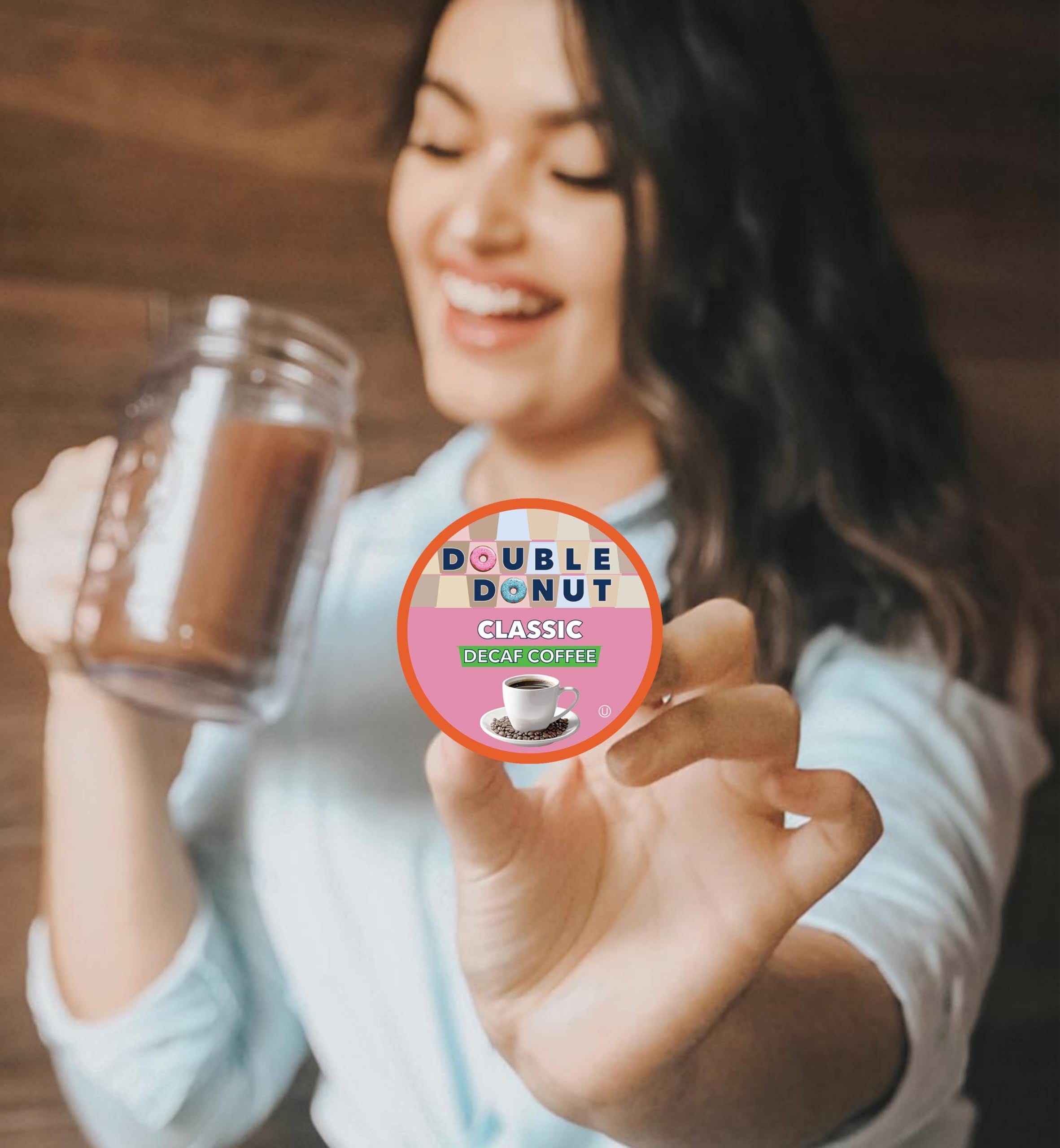 Double Donut pod inserted in Keurig brewer demonstrating easy single-serve brewing