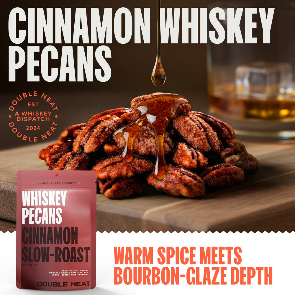 double neat maple-bourbon almonds scattered to show roasted texture and sweet-salty crunch