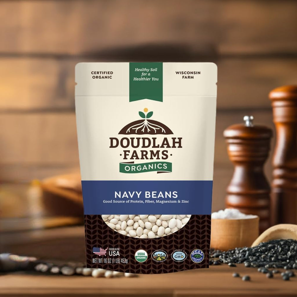 Fresh salad featuring Doudlah Farms navy beans to demonstrate healthy serving ideas