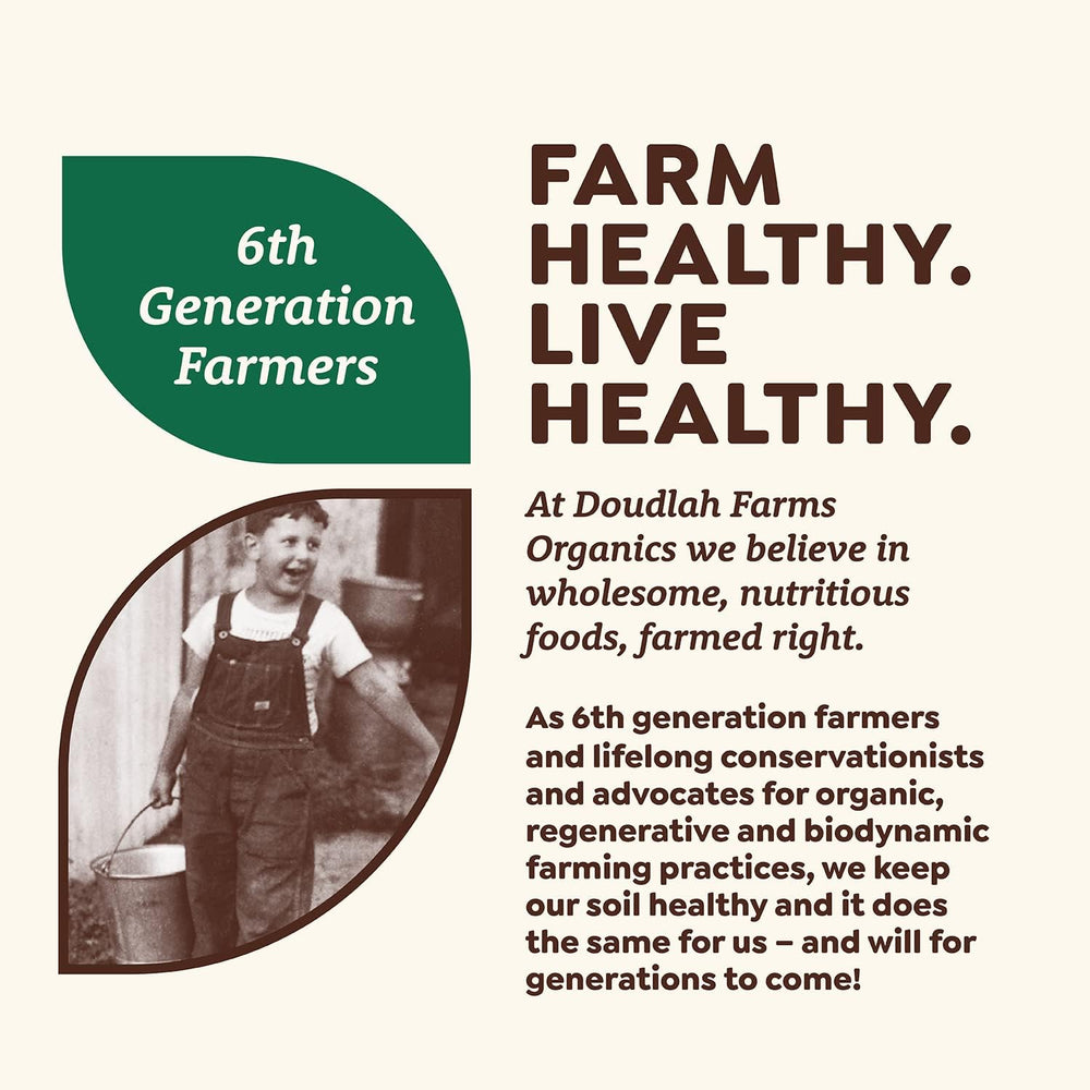 Measuring spoon and scale with Doudlah Farms flour showing portion control