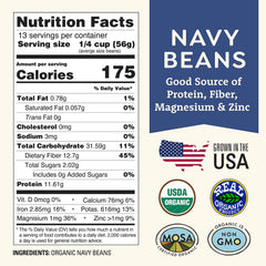 Close-up of Doudlah Farms navy bean texture highlighting even size and clean, smooth skins