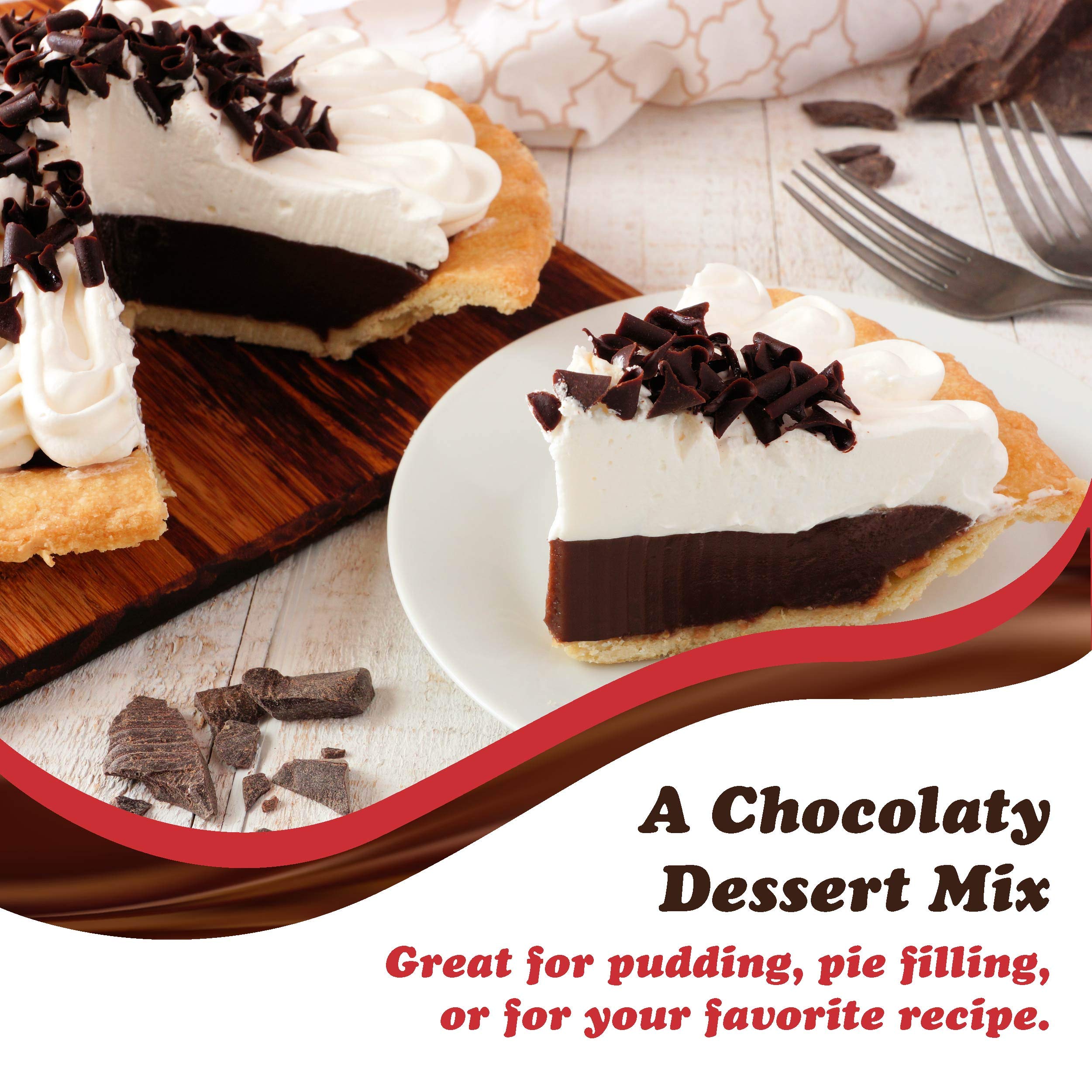 Dove dark chocolate pie filling in ceramic dish, rich pie-ready consistency