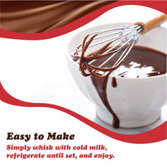 Dove prepared dark chocolate pudding in bowl, creamy dessert ready to eat