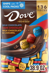 Dove front packaging showing variety bag and branding, convenient bulk supply