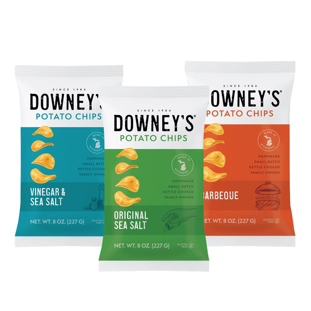 Downey's chips in a bowl on a table showing easy sharing and snacking benefit