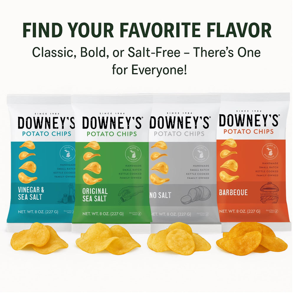 Downey's bag beside ruler to show 8oz size and portion control benefit