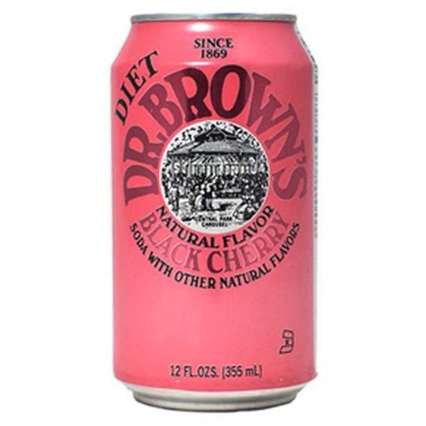 JDS Toy Store dr. brown's black cherry can close-up highlighting crisp cherry flavor