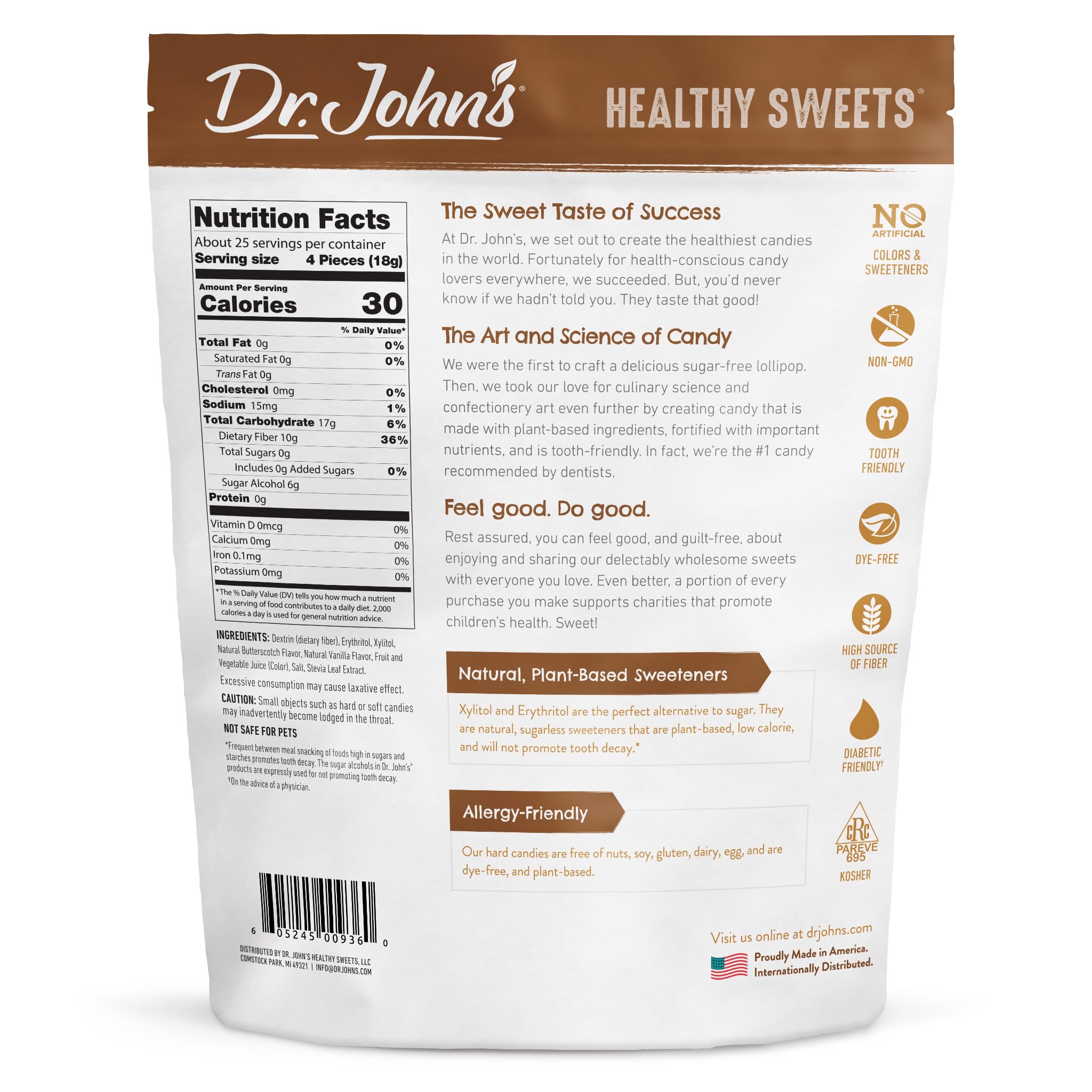 Dr. John's close-up unwrapped candies revealing creamy butterscotch texture