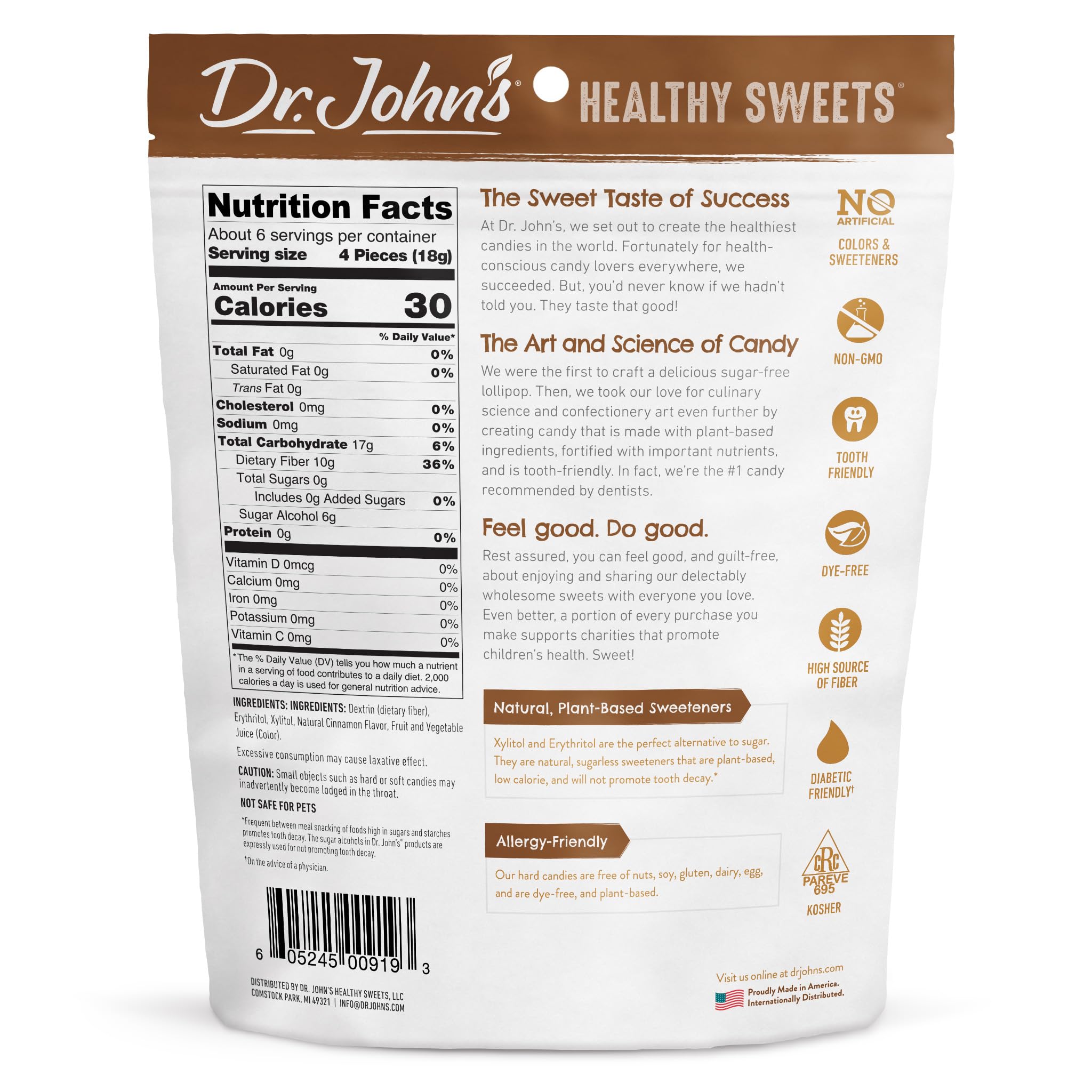 Dr. John's close-up of hard candy texture highlighting long-lasting flavor