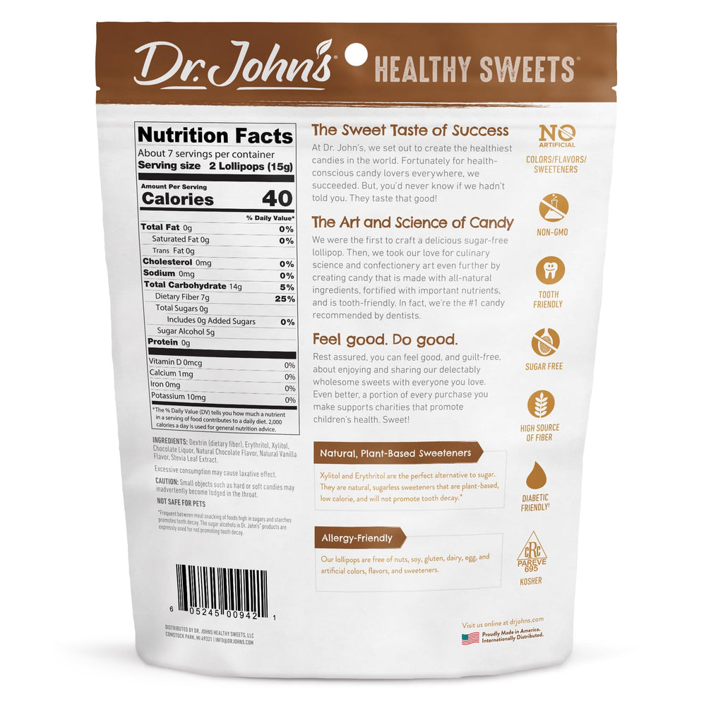 Dr. John's close-up of chocolate oval texture highlighting rich flavor