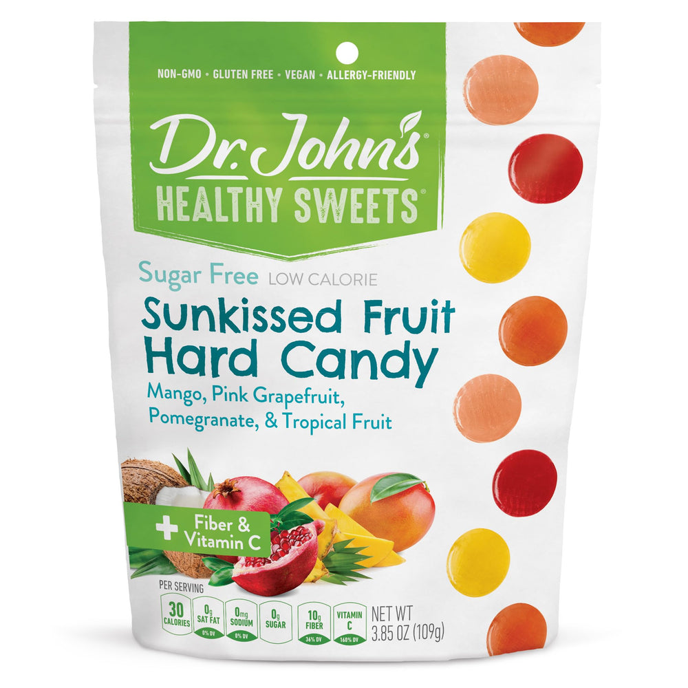 Dr. John's front packaging showing sunkissed fruit flavor and convenience