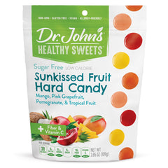 Dr. John's front packaging showing sunkissed fruit flavor and convenience