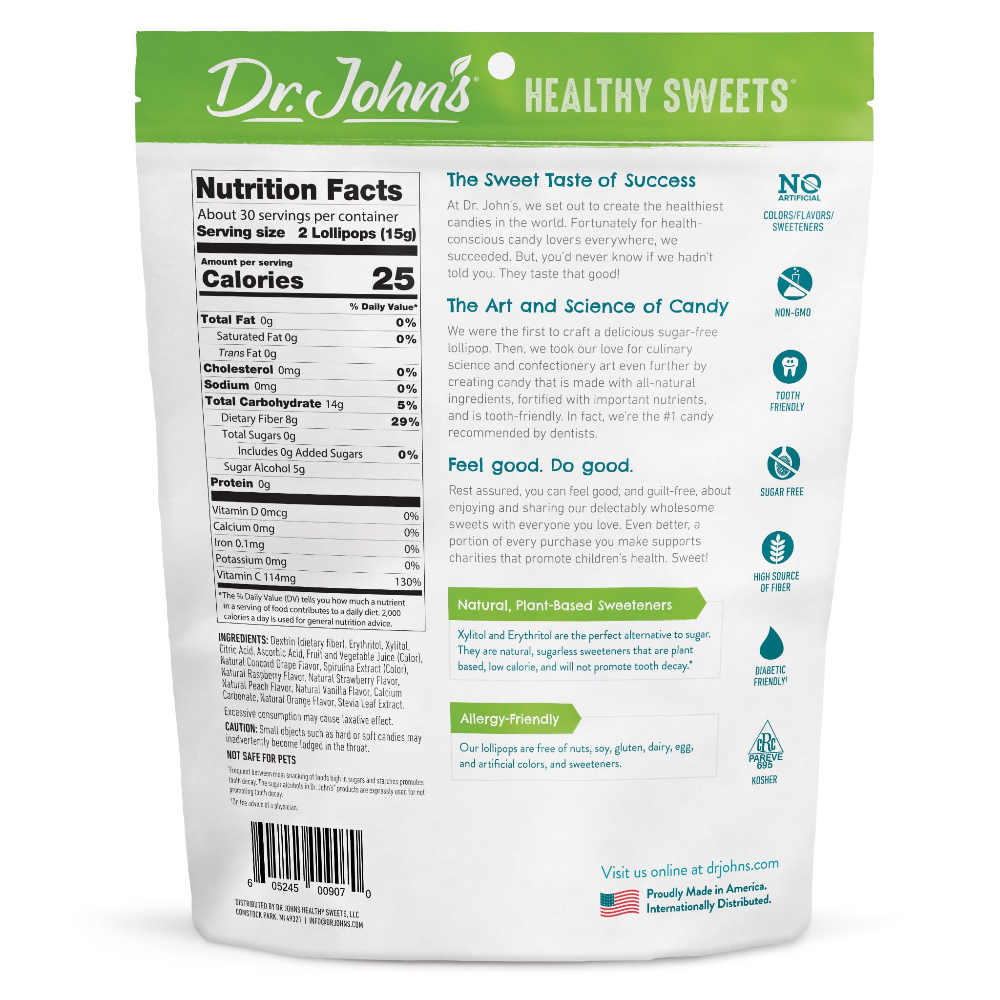 Dr. John's close-up swirl detail on oval lollipop benefit: visible creamy flavor profile