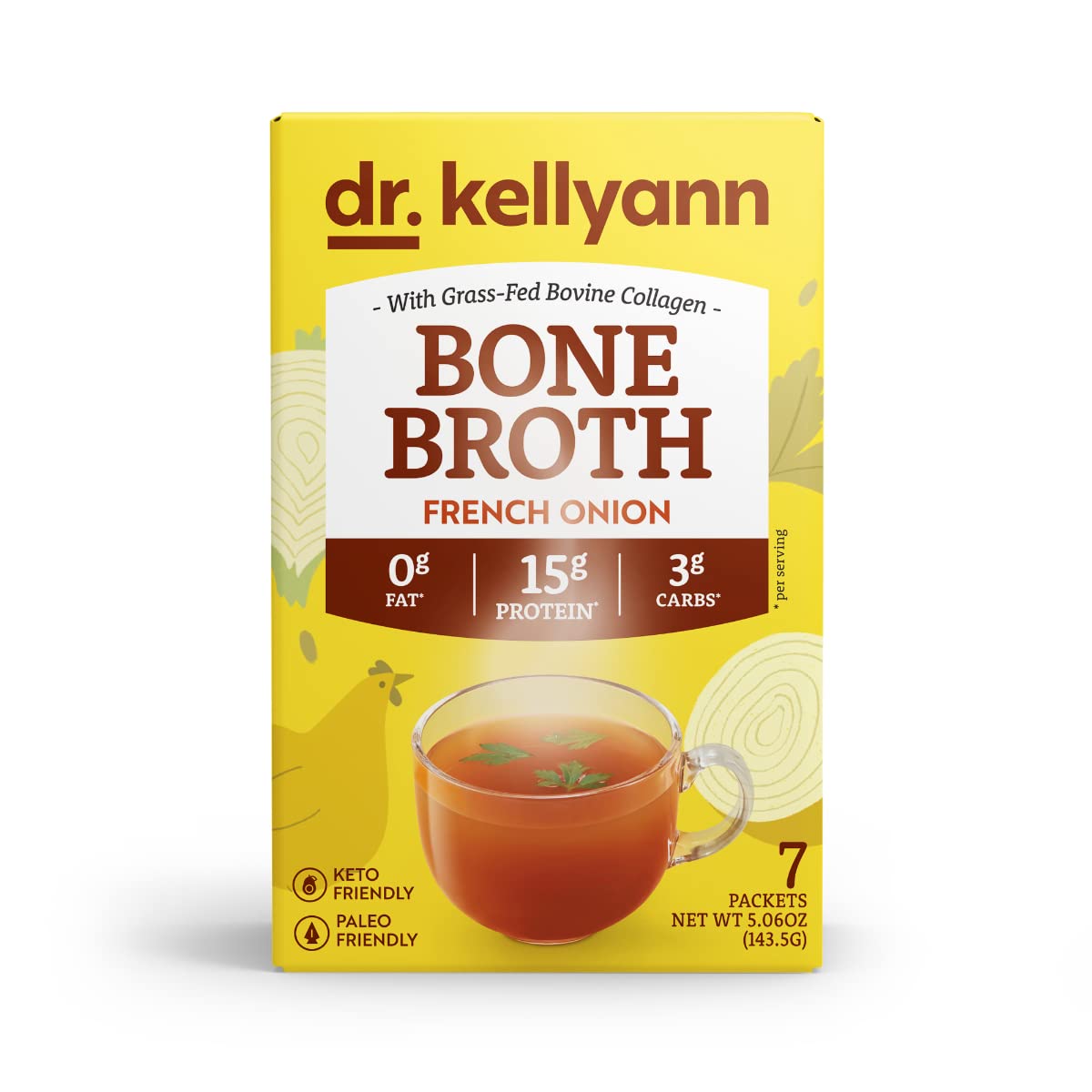 Dr. Kellyann broth poured into cup demonstrating hot, savory drink for satiety