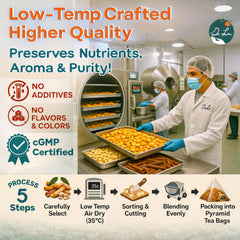 Dr. Lu turmeric ginger cinnamon root blend texture, highlighting natural unsmoked ingredients