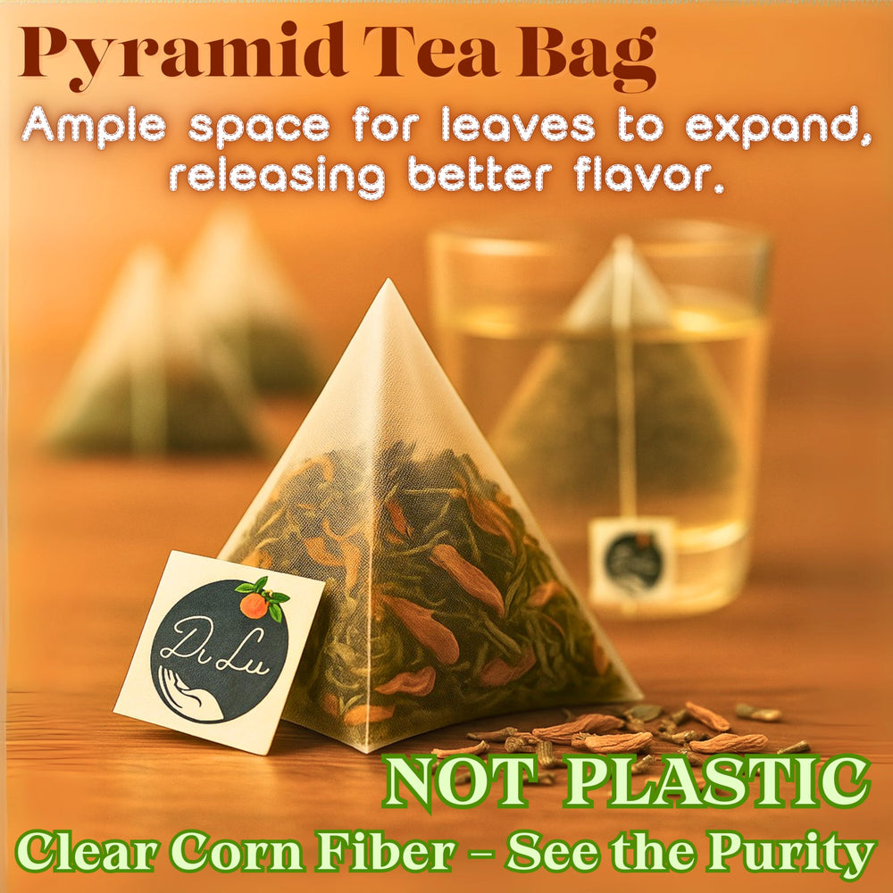 Dr. Lu pyramid bag beside coin for scale, highlights 3g strength benefit