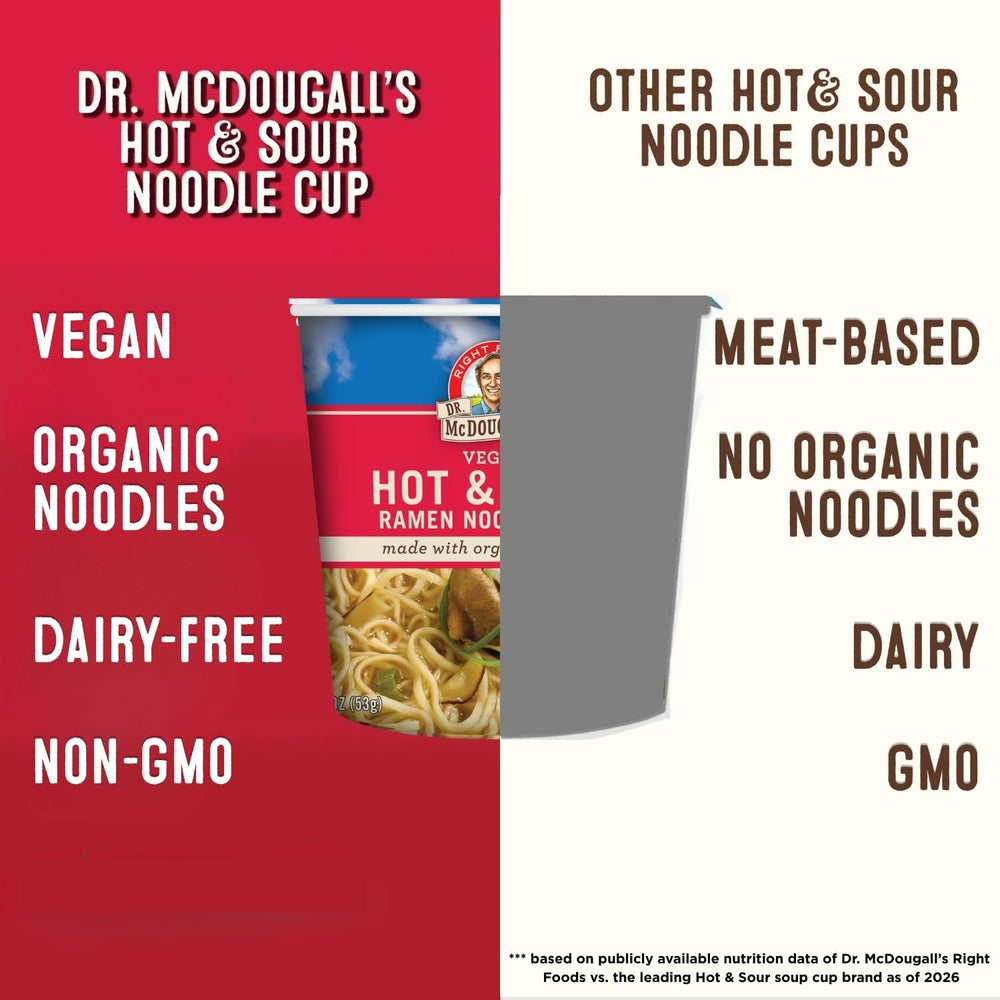 Dr. McDougall's noodle texture close-up, steamed noodles for firm bite benefit