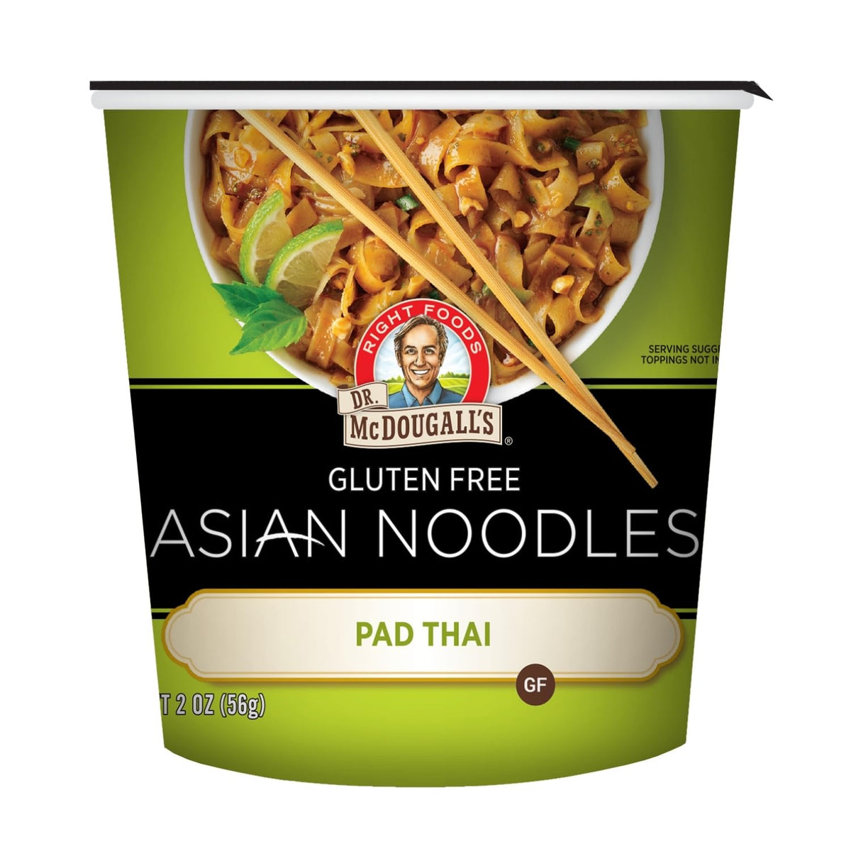 Dr. McDougall's front packaging showing Pad Thai cup and benefits