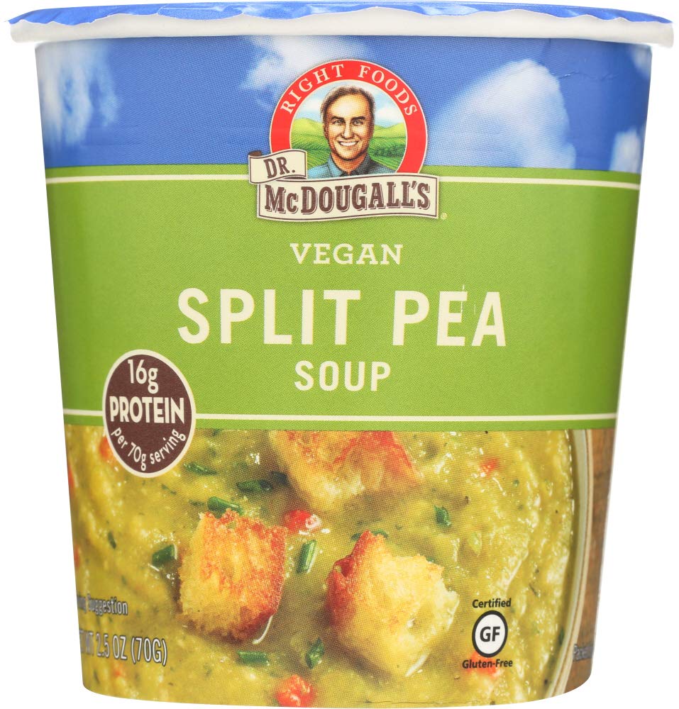 Dr Mcdougall's front packaging showing six 2.5 oz cups — convenient portioning.